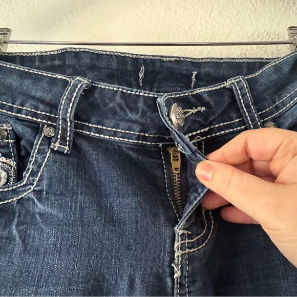 Denim Embroidered Bootcut Unique Paisley Sequin Flashy Sound Girl Size 9 Western - Picture 13 of 16